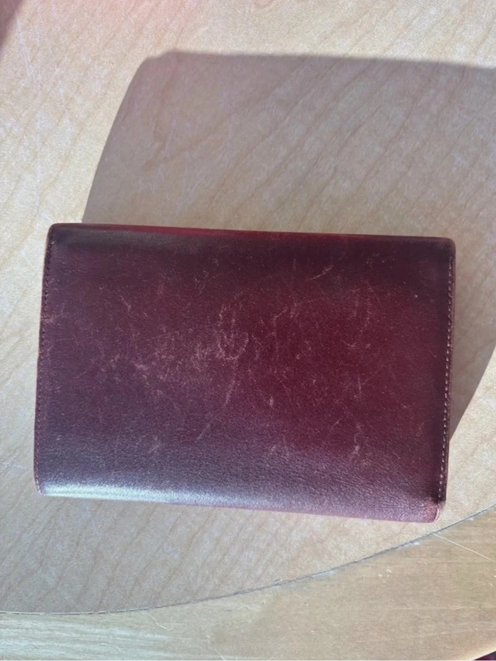 Cartier Burgundy Leather Wallet with Gold-Tone Corner Accents